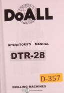 DoAll-Doall DTR-28, Drilling Tapping Machine, Operations Electric and Parts Manual-DTR-28-01